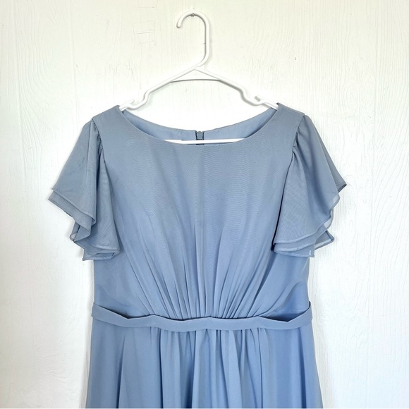 JJ’s House Women’s Light Blue Flutter Sleeve Maxi Dress - Picture 6 of 7